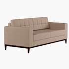 Sofá 3 Lugares Leave Pés E Base Em Madeira Linho Cotton Bege