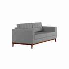 Sofá 3 Lugares Life Pés E Base Em Madeira Linho Cotton Cinza