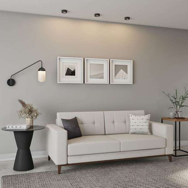 Sofá 3 Lugares Life Pés E Base Em Madeira Linho Cotton Cru 18