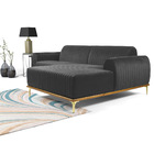Sofá 3 Lugares Lisboa D07 Com Chaise Direita 230cm Suede Cinz