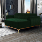Sofá 3 Lugares Lisboa D07 Com Chaise Direita 230cm Veludo Esm