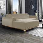 Sofá 3 Lugares Lisboa D07 Com Chaise Esquerda 230cm Suede Cre