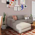 Sofá 3 Lugares Live Com Chaise Esquerdo Pé Palito Linho Cotto