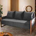 Sofá 3 Lugares Living 1,85m Velvet Cinza Romênia Shop Jm
