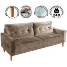 Sofá 3 Lugares Living 1,96m Veludo Bege Copenhague Shop Jm