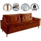 Sofá 3 Lugares Living 1,96m Veludo Terracota Copenhague Shop