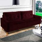 Sofá 3 Lugares Living 1,96m Veludo Vinho Copenhague Shop Jm
