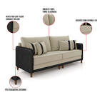 Sofá 3 Lugares Living 192cm Pé Madeira Valença Pto/veludo Beg