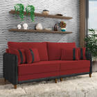 Sofá 3 Lugares Living 192cm Pé Madeira Valença Pto/veludo K01