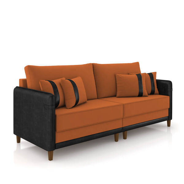 Sofá 3 Lugares Living 192cm Pé Madeira Valença Pto/veludo K01