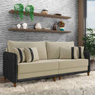 Sofá 3 Lugares Living 192cm Pé Madeira Valença Pto/veludo K01