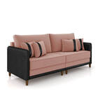 Sofá 3 Lugares Living 192cm Pé Madeira Valença Pto/veludo Ros