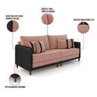 Sofá 3 Lugares Living 192cm Pé Madeira Valença Pto/veludo Ros