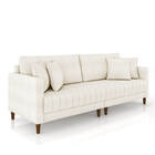 Sofá 3 Lugares Living 196cm Pés Madeira Cléo Bouclê K01 - D'r