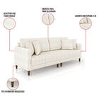 Sofá 3 Lugares Living 196cm Pés Madeira Cléo Bouclê K01 - D'r