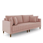 Sofá 3 Lugares Living 196cm Pés Madeira Cléo Veludo K01 - D'r