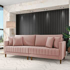 Sofá 3 Lugares Living 196cm Pés Madeira Cléo Veludo K01 - D'r