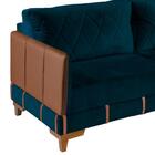 Sofá 3 Lugares Living 2,00m Veludo Azul Corino Caramelo Marse