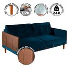 Sofá 3 Lugares Living 2,00m Veludo Azul Corino Caramelo Rio S