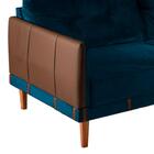 Sofá 3 Lugares Living 2,00m Veludo Azul Corino Caramelo Rio S