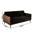 Sofá 3 Lugares Living 2,00m Veludo Marromtabaco Corino Carame