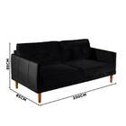 Sofá 3 Lugares Living 2,00m Veludo Preto Corino Preto Rio Sho