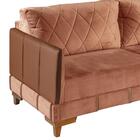 Sofá 3 Lugares Living 2,00m Veludo Rose Corino Caramelo Marse