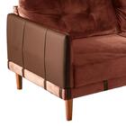 Sofá 3 Lugares Living 2,00m Veludo Rose Corino Caramelo Rio S