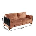 Sofá 3 Lugares Living 2,00m Veludo Rose Corino Preto Marselha