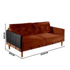 Sofá 3 Lugares Living 2,00m Veludo Terracota Corino Preto Rio