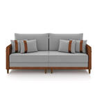 Sofá 3 Lugares Living 212cm Pé Madeira Valença Marrom/veludo