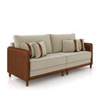 Sofá 3 Lugares Living 212cm Pé Madeira Valença Marrom/veludo