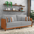Sofá 3 Lugares Living 212cm Pé Madeira Valença Nozes/veludo K