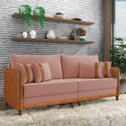 Sofá 3 Lugares Living 212cm Pé Madeira Valença Nozes/veludo R