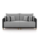 Sofá 3 Lugares Living 212cm Pé Madeira Valença Pto/veludo Cin