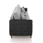 Sofá 3 Lugares Living 212cm Pé Madeira Valença Pto/veludo Cin