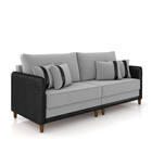 Sofá 3 Lugares Living 212cm Pé Madeira Valença Pto/veludo K01