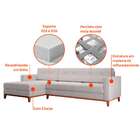 Sofá 3 Lugares Living Com Chaise Esquerdo Pés E Base Em Madei