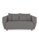 Sofá 3 Lugares Living Curvo Linho Grafite A26 Pés Chanfrado C
