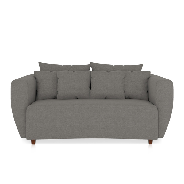 Sofá 3 Lugares Living Curvo Linho Grafite A26 Pés Chanfrado C