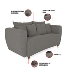 Sofá 3 Lugares Living Curvo Linho Grafite A26 Pés Chanfrado C