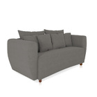 Sofá 3 Lugares Living Curvo Linho Pés Chanfrado Castanho - D'