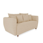 Sofá 3 Lugares Living Curvo Linho Pés Chanfrado Castanho - D'