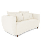 Sofá 3 Lugares Living Curvo Veludo Bege Pés Chanfrado Castanh