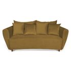 Sofá 3 Lugares Living Curvo Veludo Pés Chanfrado Castanho - D