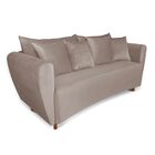 Sofá 3 Lugares Living Curvo Veludo Pés Chanfrado Castanho - D