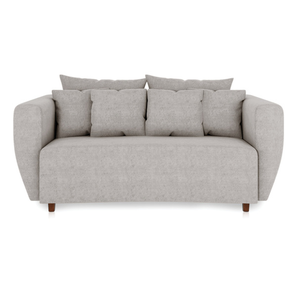 Sofá 3 Lugares Living Curvo Veludo Pés Chanfrado Castanho - D