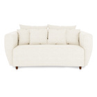 Sofá 3 Lugares Living Curvo Veludo Pés Chanfrado Castanho - D