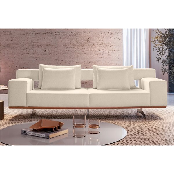 Sofa 3 Lugares Living Monet Base De Madeira Boucle 220 Cm Beg