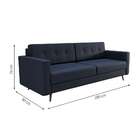 Sofá 3 Lugares Living Pé Palito Linho Cotton Azul Marinho 180